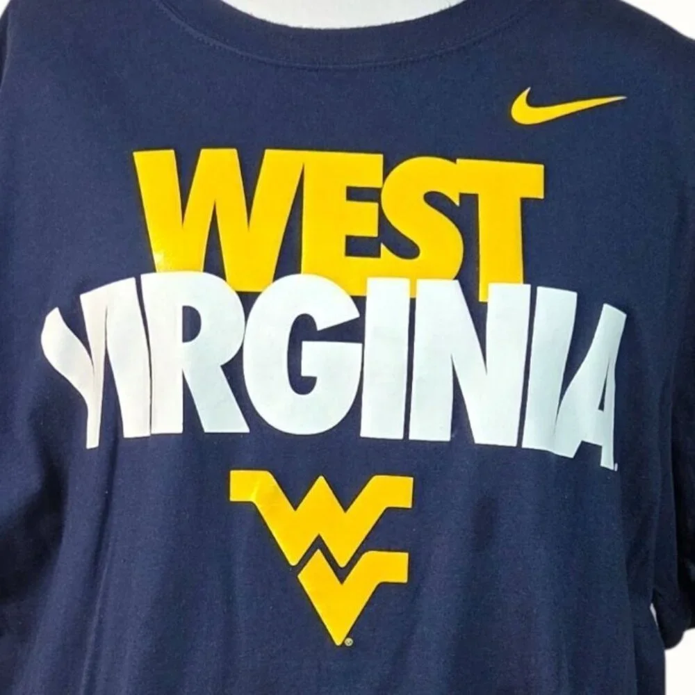 Nike WVU West Virginia University Mountaineers Navy Graphic T-Shirt Size XXL - Picture 2 of 5